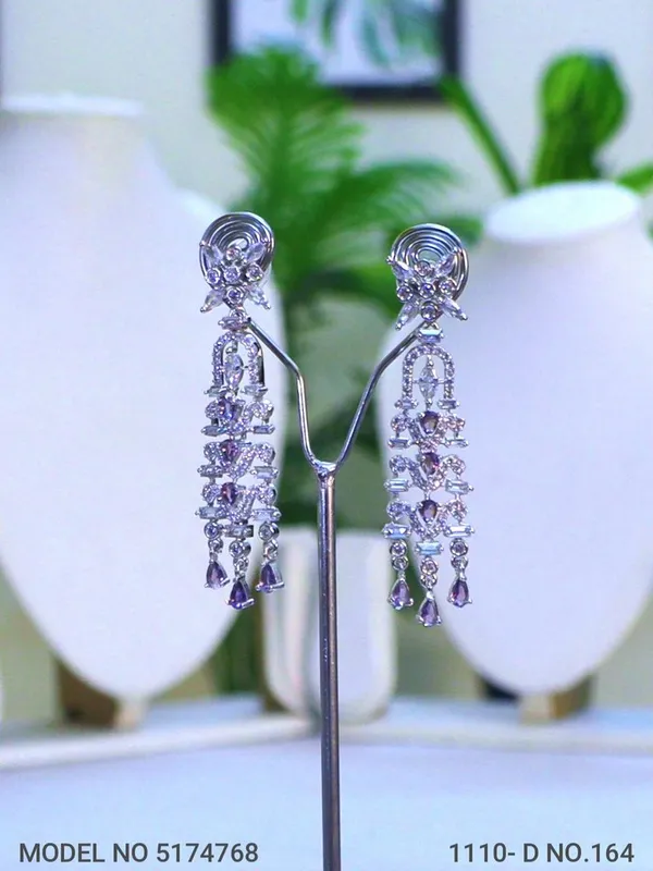 Purple_Stone_Silver_Plating_Traditional_Cz_Earrings_For_Women