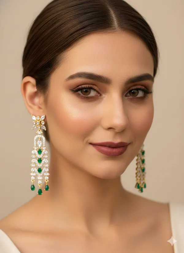 Green_Stone_Golden_Plating_Traditional_Cz_Earrings_For_Women