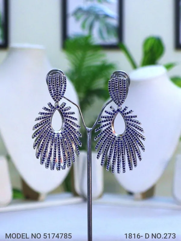 Blue_Stone_Silver_Plating_Traditional_Cz_Earrings_For_Women