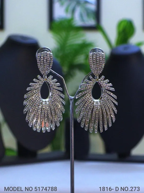 White_Stone_Two_Tone_Platingtraditional_Cz_Earrings_For_Women