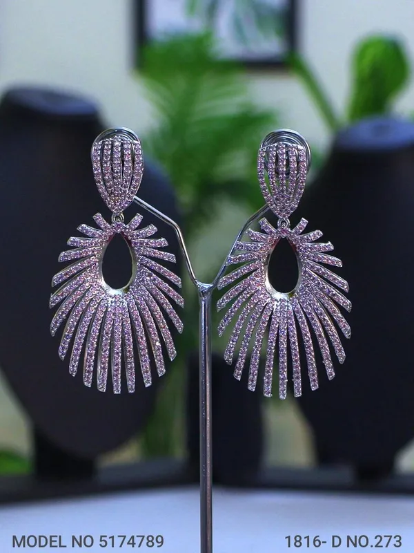White_Stone_Silver_Plating_Traditional_Cz_Earrings_For_Women