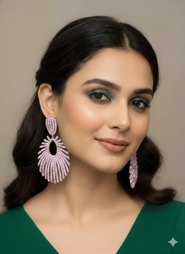 White_Stone_Silver_Plating_Traditional_Cz_Earrings_For_Women