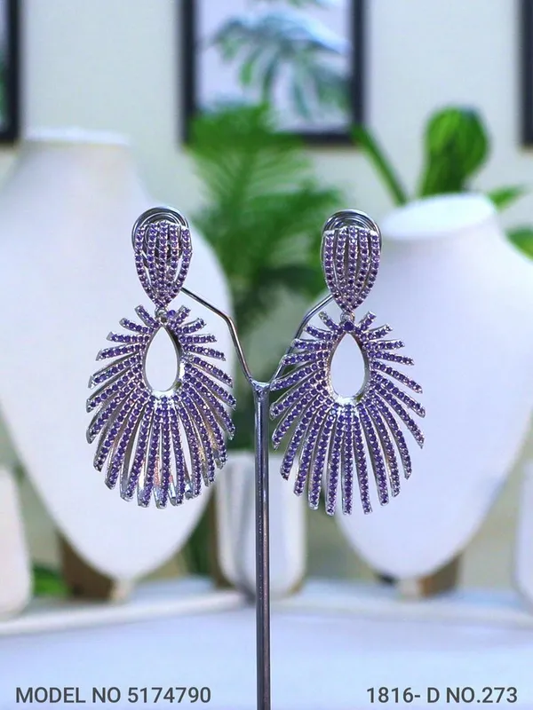 Purple_Stone_Two_Tone_Platingtraditional_Cz_Earrings_For_Women