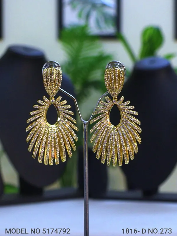 White_Stone_Golden_Plating_Traditional_Cz_Earrings_For_Women