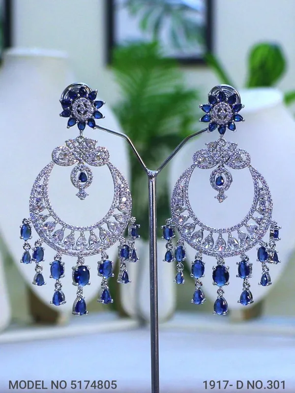 Blue_Stone_Silver_Plating_Traditional_Cz_Earrings_For_Women