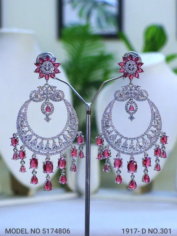 Red_Stone_Silver_Plating_Traditional_Cz_Earrings_For_Women