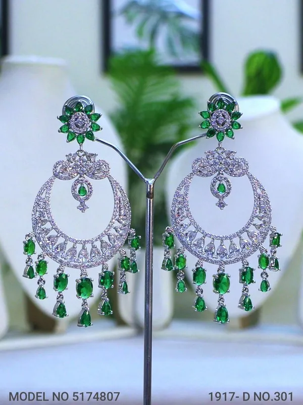 Green_Stone_Silver_Plating_Traditional_Cz_Earrings_For_Women
