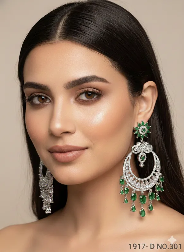 Green_Stone_Silver_Plating_Traditional_Cz_Earrings_For_Women
