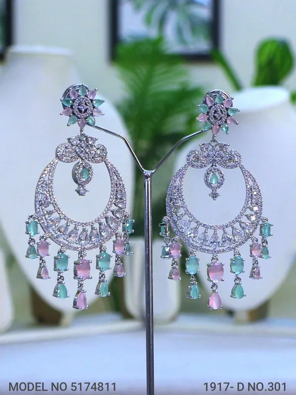 Multicolor_Stone_Silver_Plating_Traditional_Cz_Earrings_For_Women