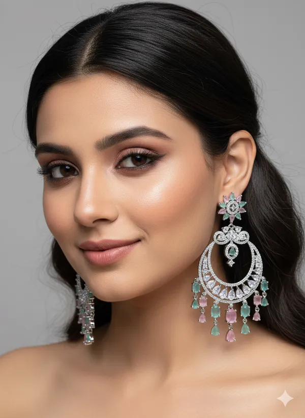 Multicolor_Stone_Silver_Plating_Traditional_Cz_Earrings_For_Women