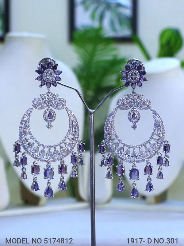 Purple_Stone_Silver_Plating_Traditional_Cz_Earrings_For_Women