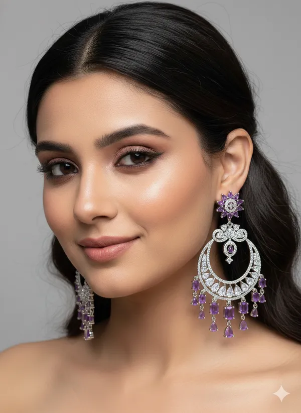 Purple_Stone_Silver_Plating_Traditional_Cz_Earrings_For_Women