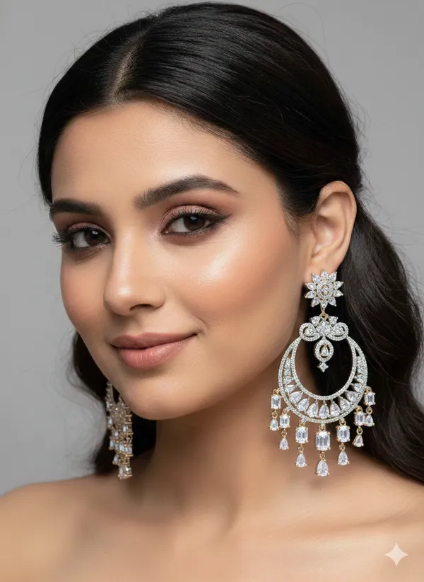 White_Stone_Golden_Plating_Traditional_Cz_Earrings_For_Women