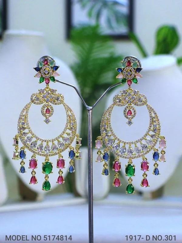 Multicolor_Stone_Golden_Plating_Traditional_Cz_Earrings_For_Women
