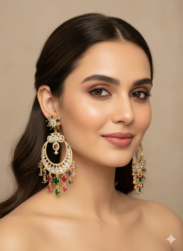 Multicolor_Stone_Golden_Plating_Traditional_Cz_Earrings_For_Women