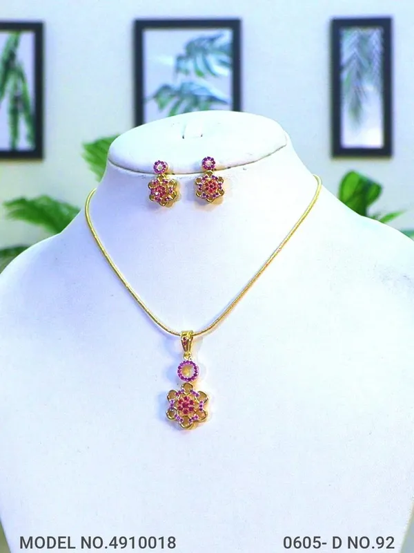 Silver_Plating_Pink_Stone_Traditional_Cz_Pendant_For_Women