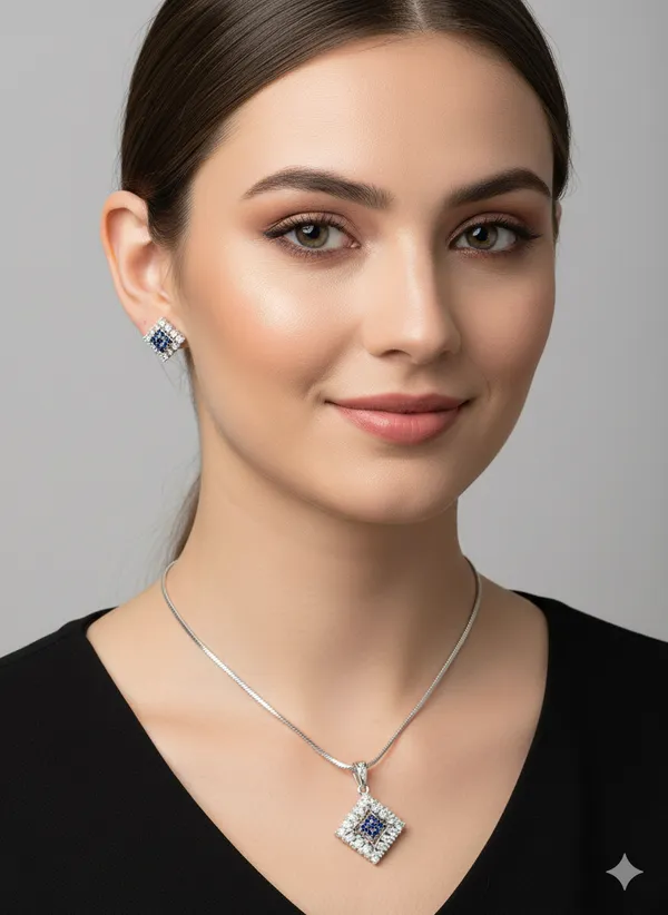 Silver_Plating_Blue_Stone_Traditional_Cz_Pendant_For_Women