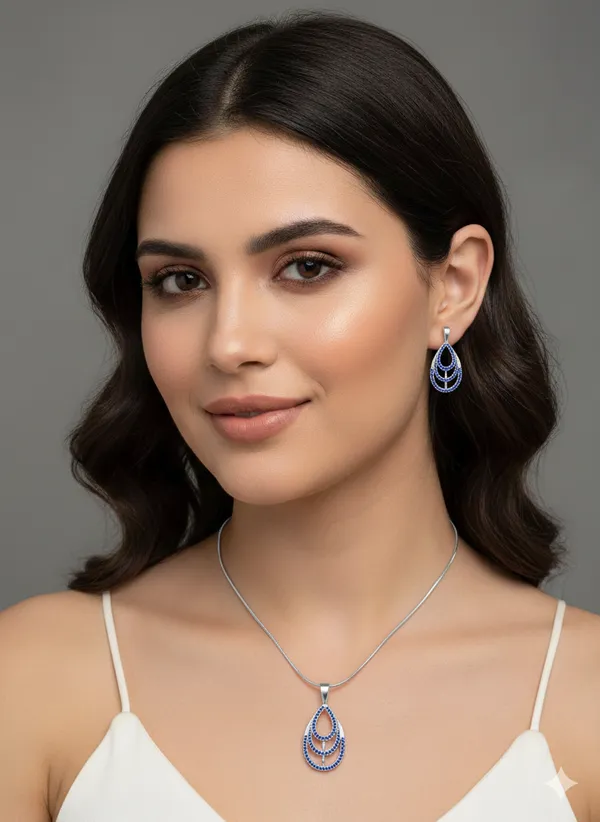 Silver_Plating_Blue_Stone_Traditional_Ad_Pendant_For_Women