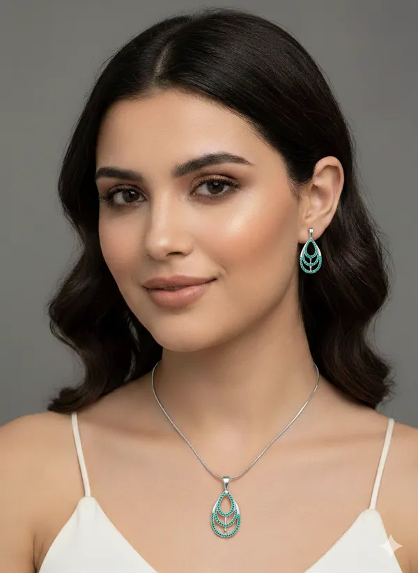 Silver_Plating_Emerald_Stone_Traditional_Ad_Pendant_For_Women