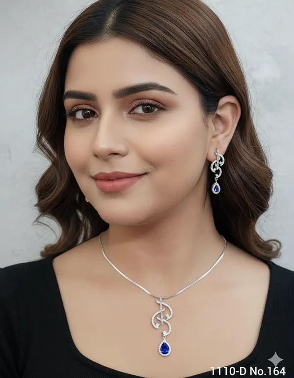 Silver_Plating_Blue_Stone_Traditional_Cz_Pendant_For_Women