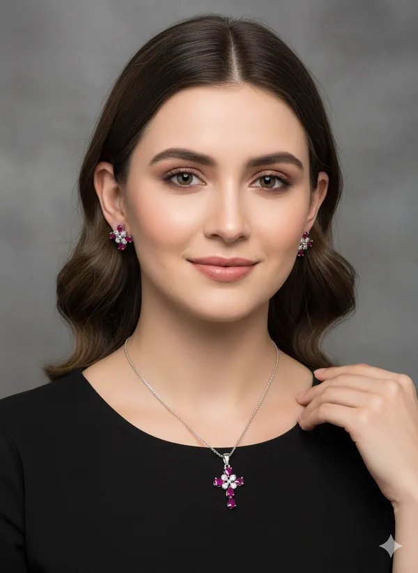 Silver_Plating_Blue_Stone_Traditional_Cz_Pendant_For_Women