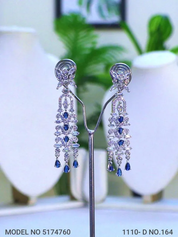 Blue_Stone_Silver_Plating_Traditional_Cz_Earrings_For_Women