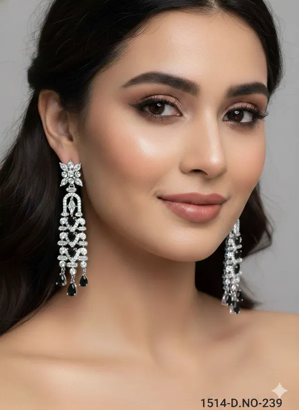 Black_Stone_Silver_Plating_Traditional_Cz_Earrings_For_Women