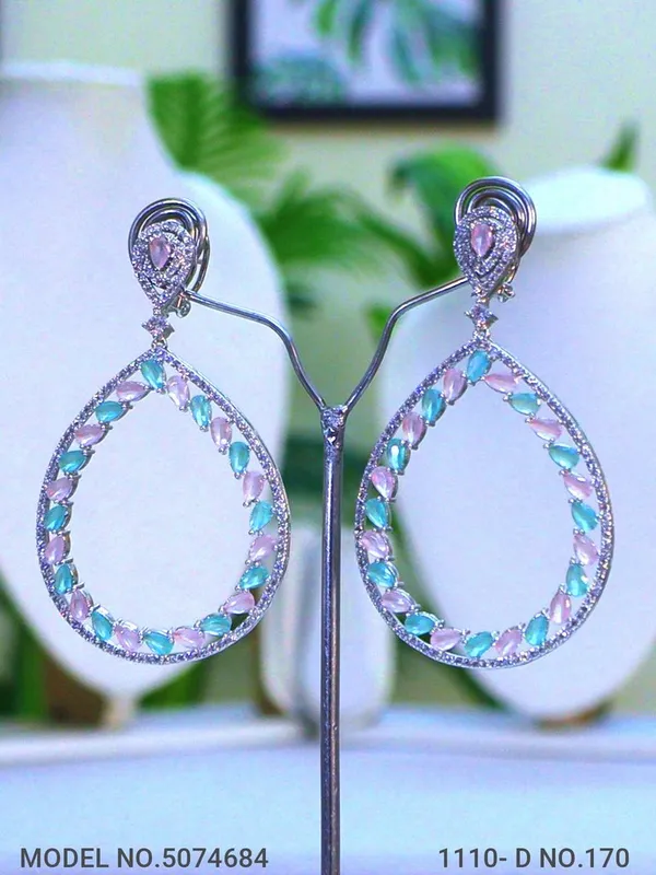 Multicolor_Stone_Silver_Plating_Traditional_Cz_Earrings_For_Women