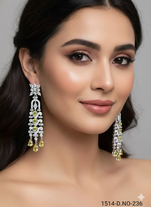 Yellow_Stone_Silver_Plating_Traditional_Cz_Earrings_For_Women