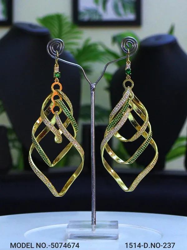 Emerald_Stone_Two_Tone_Plating_Traditional_Cz_Earrings_For_Women