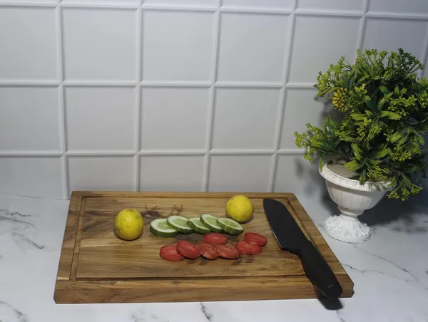 Brown_Handcrafted_Teak_Wood_Chopping_Board_With_Carving_Design_(38X28X3_Cm)_Perfect_For_Vegetables,_Fruits_&_Meat