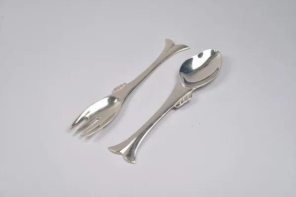 Silver_Brass_Serving_Spoon_Set_&_Fork_Set_2_Pieces_For_Tea,_Coffee,_Sugar,_Condiments_&_Spices,Meals_-_Set_Of_2_Contains_Spoons_Set_Of_2_And_Fork_Set_Of_2,_Mirror_Polished