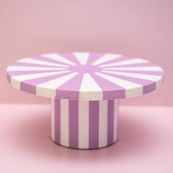 Pink_Resin_Cake_Stand_Inlay_Design,_Pizza_Platter,_Server