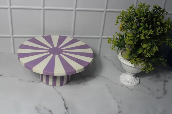 Pink_Resin_Cake_Stand_Inlay_Design,_Pizza_Platter,_Server