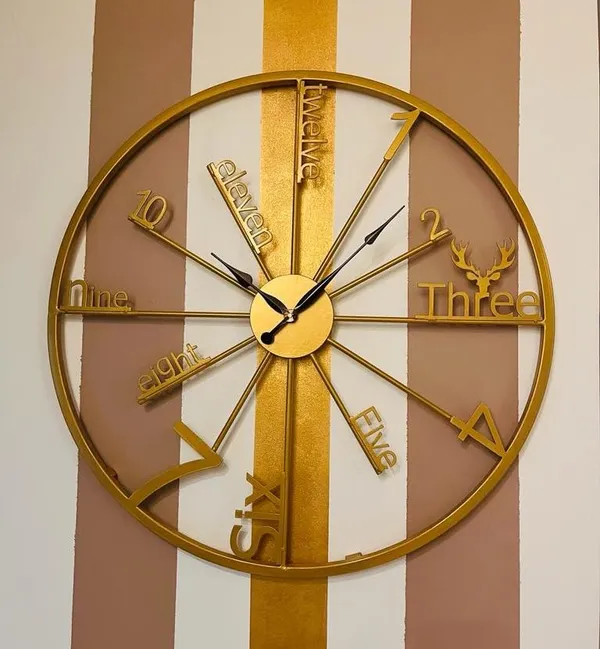 Gold_24_Inch_Metal_Wall_Clock_Decorative_Iron_Metal_For_Home/Living_Room/Bedroom/Dining_Room/Hotel