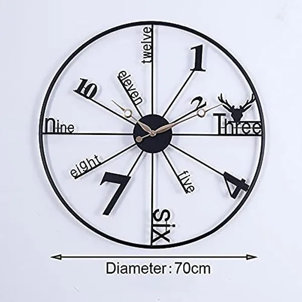 Black_24_Inch_Double_Rings_Metal_Wall_Clock_Decorative_Iron_Metal_For_Home/Living_Room/Bedroom/Dining_Room/Hotel