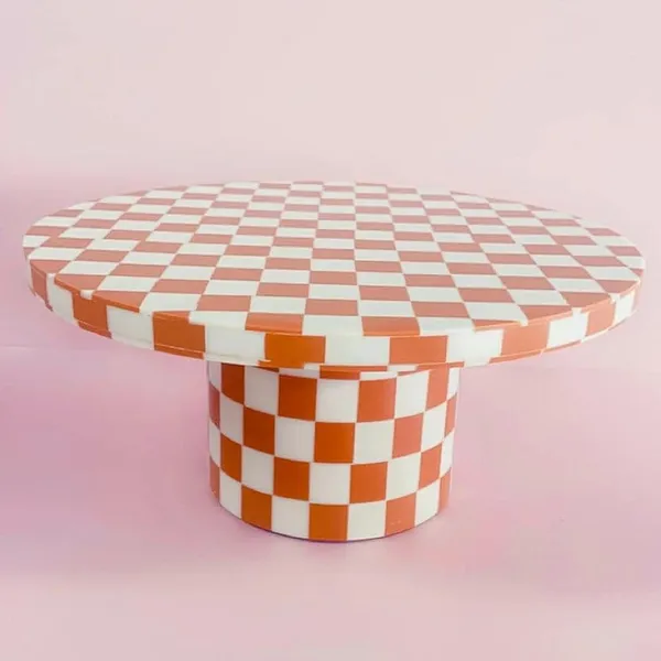 Orange__Resin_Cake_Stand_Round_Shape,Pizza_Platter,_Cake_Srever_(10X4)_Inch