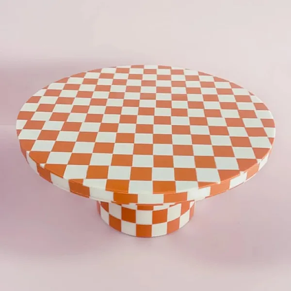 Orange__Resin_Cake_Stand_Round_Shape,Pizza_Platter,_Cake_Srever_(10X4)_Inch