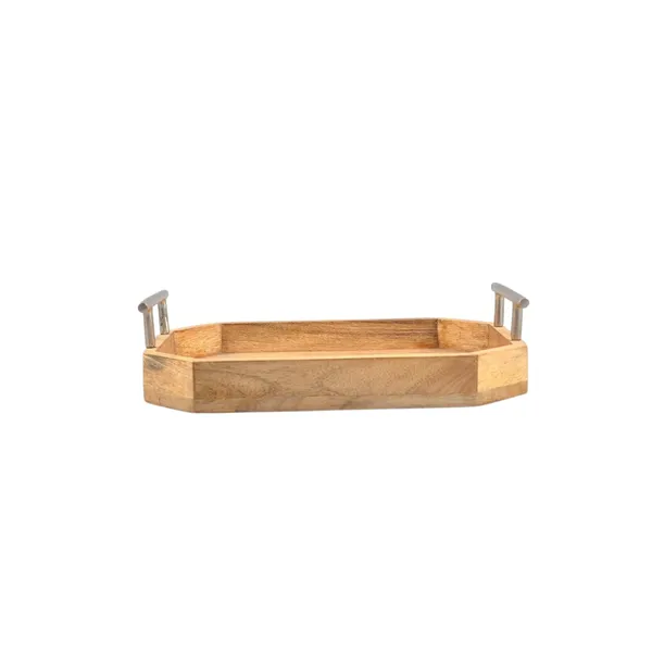 Natural_Brown_Mango_Wooden_Tray_With_Silver_Finish_Handle_|_Elegant_Wooden_Serving_Tray_For_Snacks,_Drinks_&_Meals_|_Ideal_For_Kitchen,_Dining_Table_&_Office_Decor