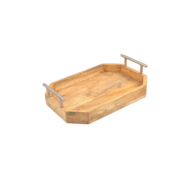 Natural_Brown_Mango_Wooden_Tray_With_Silver_Finish_Handle_|_Elegant_Wooden_Serving_Tray_For_Snacks,_Drinks_&_Meals_|_Ideal_For_Kitchen,_Dining_Table_&_Office_Decor