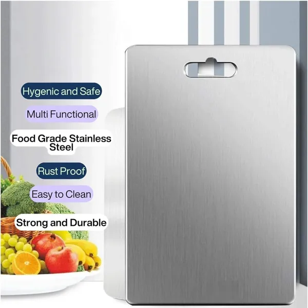 Silver_Stainless_Steel_Chopping_Board_With_Handle_31X21_Cm_|_Rust-Free,_Non-Slip_Surface_Cutting_Board_Steel_For_Meat,_Fruit_&_Vegetables_|_Durable_&_Hygienic