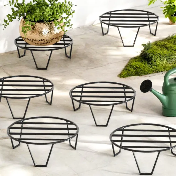Black_Metal_Planter_Stand_Set,_Round_Wire_Design,_Indoor_Outdoor_Flower_Pot_Holders,_._Flower_Pot_Stand_For_Home,_Office_,_Balcony_Table_,_Pack_Of_5_+_1_FREE