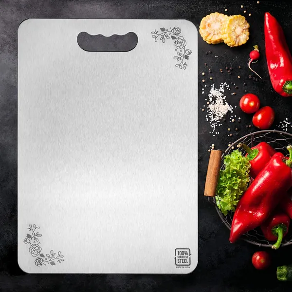 Silver_Stainless_Steel_Chopping_Board_With_Handle_31X21_Cm_|_Rust-Free,_Non-Slip_Surface_Cutting_Board_Steel_For_Meat,_Fruit_&_Vegetables_|_Durable_&_Hygienic