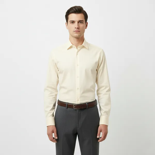 Cream_Polly_Viscose_Slim_Fit_Formal_Shirt_For_Men