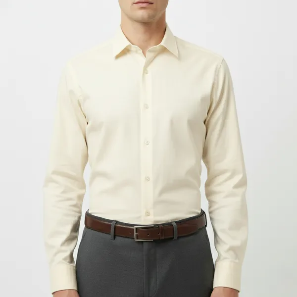 Cream_Polly_Viscose_Slim_Fit_Formal_Shirt_For_Men