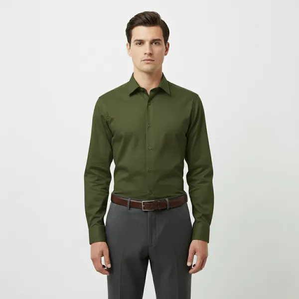 Military_Green_&_Plum_Polly_Viscose_Slim_Fit_Formal_Shirt_For_Men