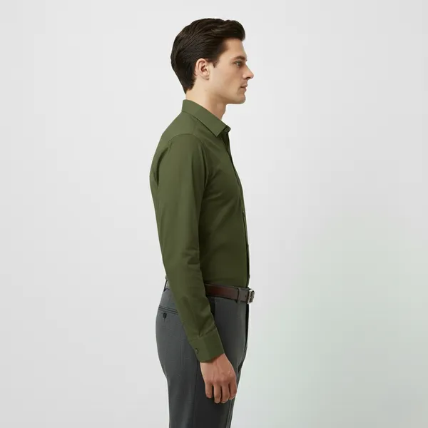 Military_Green_Polly_Viscose_Slim_Fit_Formal_Shirt_For_Men