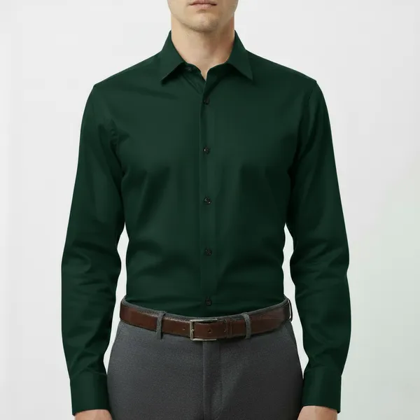 Bottle_Green_Polly_Viscose_Slim_Fit_Formal_Shirt_For_Men