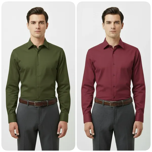 Military_Green_&_Plum_Polly_Viscose_Slim_Fit_Formal_Shirt_For_Men