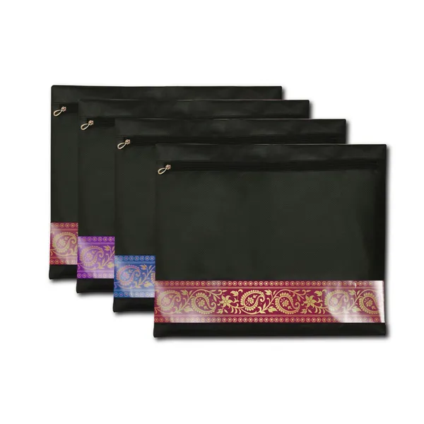 Set_Of_4_|_Quilted_Cotton_Saree_Bags/Covers_For_Storage_Set_Of_-_4_Big_Size_Single_(16_X_14_Inches)_With_Zip_Closure_For_Clothes_Bags_And_Wardrobe_Organizer_With_Transparent_Window